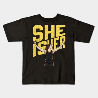 She Is Her - Caitlin Clark - Flat Cartoon Drawing Kids T-Shirt